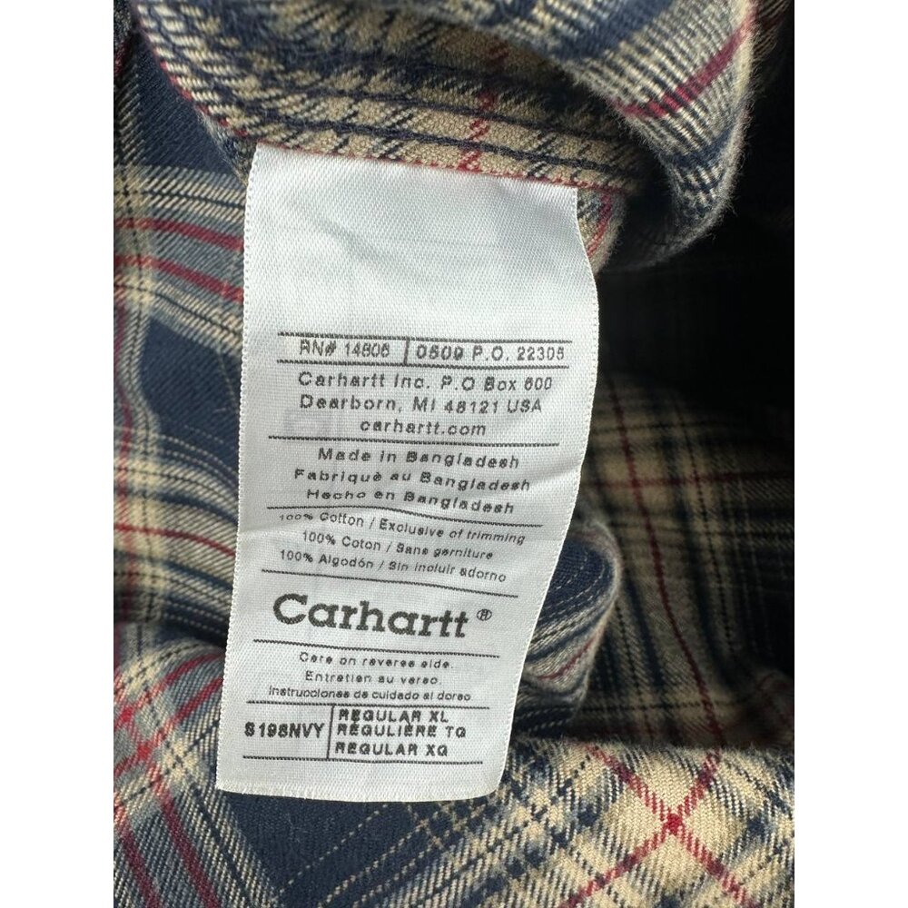 Carhartt Heavy Weight Plaid Flannel Long Sleeve Shirt Mens Size XL - Picture 5 of 7